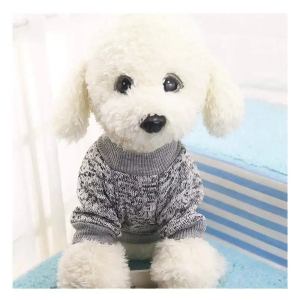 EWRTM Pet Sweater Jacket Winter Woolen Yarn Dog Sweater Cat Jacket Coat Grey L